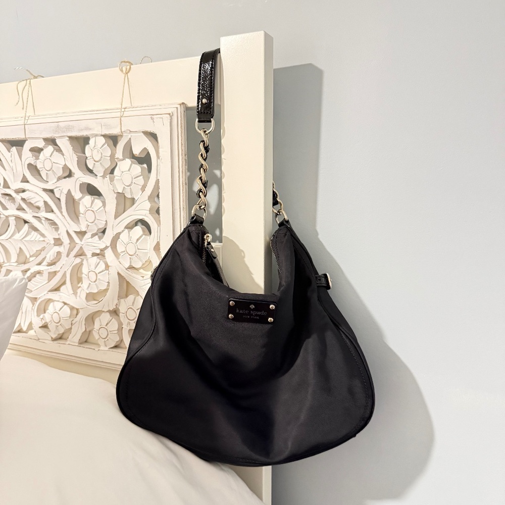 Kate Spade Kate Nylon Hobo Shoulder Bag with Chain Link Handle